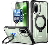 Poetic Funda para OnePlus 15R, cubierta de protección de grado militar a prueba de caídas | Soporte de anillo magnético giratorio de 360° | Protector de pantalla de vidrio templado | Funda translúcida