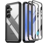 POETIC Guardian - Carcasa para Samsung Galaxy S25 5G, 6M (Prueba de caída estándar, Protector de Pantalla Integrado e identificación de Huellas Dactilares), Color Negro y Transparente