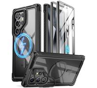 Poetic Guardian - Funda Compatible con Galaxy S24 Ultra 5G de 6.8 Pulgadas, Soporte de cámara Integrado, Protector de Pantalla Que Funciona con identificación de Huellas Dactilares, Funda híbrida de