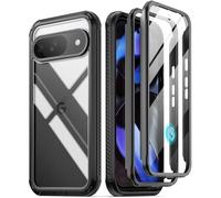 Poetic Guardian - Funda para Google Pixel 9/9 Pro 5G, Protector de Pantalla Integrado [Funciona con identificación de Huellas Dactilares], [2 Marcos Frontales] [Carga inalámbrica] Funda Transparente