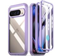 Poetic Guardian - Funda para Google Pixel 9 Pro XL 5G, protector de pantalla integrado [funciona con identificación de huellas dactilares], [2 marcos frontales] [carga inalámbrica] funda transparente