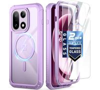 Poetic Guardian - Funda de cuerpo completo para OnePlus 15 5G, compatible con MagSafe, 2 protectores de vidrio templado, compatible con lector de huellas, transparente, antigolpes, morado/transparente