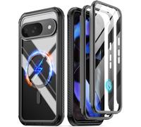 Poetic Guardian MagPro - Funda para Google Pixel 9/9 Pro 5G, compatible con MagSafe e identificación de huellas dactilares, 2 marcos frontales, cubierta transparente a prueba de golpes con protector