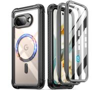 Poetic Guardian MagPro - Funda para Google Pixel 9A 5G, compatible con MagSafe, funciona con identificación de huellas dactilares, 2 marcos frontales, cubierta transparente a prueba de golpes con