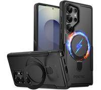 Poetic Neon MagPro - Carcasa para Samsung Galaxy S25 Ultra 5G, [Soporte magnético de Anillo] de Doble Capa, Resistente a los Golpes, Color Negro