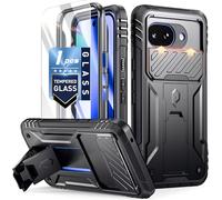 Poetic Revolution - Funda para Google Pixel 10A (protector de pantalla de cristal templado, prueba de caída estándar militar, resistente a los golpes, con soporte integrado), color negro