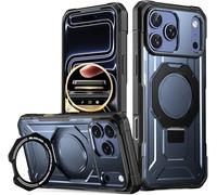 Poetic Spartan - Funda con soporte de anillo para iPhone 17 Pro, botón de control de cámara, compatible con Magsafe, funda protectora resistente a los golpes, color azul medianoche