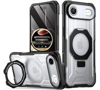 Poetic Spartan - Funda con soporte de anillo para iPhone Air, botón de control de cámara, compatible con Magsafe, funda protectora resistente a los golpes, color negro y transparente