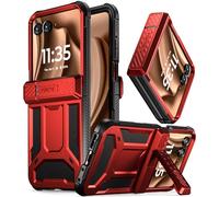 Poetic Spartan - Funda para Motorola Moto RAZR + Plus 2024/Moto RAZR+ Plus 2025, [Kickstand] [Protección de bisagra], Funda Protectora Resistente a Prueba de Golpes con Soporte, Color Rojo metálico