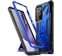 Poetic Spartan Series para Galaxy Note 20 Ultra Funda, Acento de Color metálico de Doble Capa con Textura de Cuero Premium, Funda Protectora a Prueba de Golpes con Soporte, Azul Cobalto Metálico