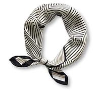 PoeticEHome Bufanda cuadrada pequeña de seda de morera de 21 x 21 pulgadas para mujer, paquete de regalo, K2 - Rayas blancas y negras, 21"x21" (53x53cm)