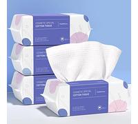 PoeticEHome Toallitas faciales desechables extra gruesas, de algodón suave, biodegradables, para limpieza facial y desmaquillado (paquete de 4)