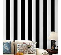 PoetryHome Papel tapiz autoadhesivo de vinilo blanco y negro a rayas para despegar y pegar, papel tapiz para paredes, muebles, armarios, dormitorio, cocina, baño, calcomanía extraíble impermeable
