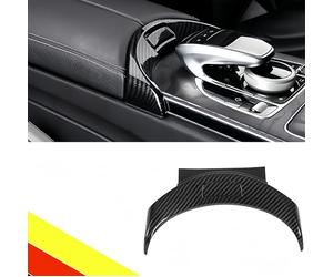 POETRYXIAO Consola central, reposabrazos, caja de almacenamiento de fibra de carbono, cubierta de botón para Mercedes Clase C W205/GLC X253/AMG modelos 2015-2020, para consola central, reposabrazos