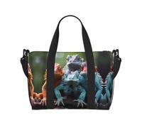 Poezjzw 4 bolsas de viaje de lagartos coloridos para fin de semana, bolsas de mano de mano para mujeres, bolsas de hospital para trabajo de parto y parto, bolsa de equipaje nocturna, color negro,
