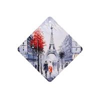 Poezjzw 4 piezas de árbol de la ciudad de París Torre Eiffel, patrón artístico de lavanda aroma de coche, fragancia cuadrada para colgar se aplica a zapatos de armario
