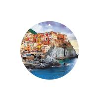 Poezjzw 4 piezas de Cinque Terre, patrón de paisaje de lavanda, aroma de coche, forma redonda, fragancia para colgar se aplica a zapatos de armario