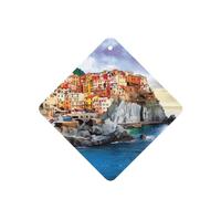 Poezjzw 4 piezas de Cinque Terre Scenery Pattern Lavanda Aroma Car Aroma Square Hanging Fragancia se aplica a los zapatos del armario