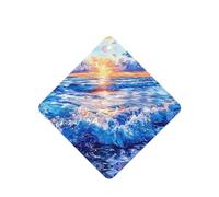 Poezjzw 4 piezas de olas de mar con hermoso patrón de luz, aroma de lavanda, aroma de coche, fragancia cuadrada para colgar se aplica a zapatos de armario
