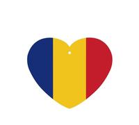 Poezjzw 6 piezas con diseño de bandera de Rumania con aroma a lavanda, aroma de coche, en forma de corazón, fragancia colgante que se aplica al armario de zapatos