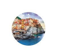 Poezjzw 6 piezas de Cinque Terre, patrón de paisaje de lavanda, aroma de coche, forma redonda, fragancia para colgar se aplica a zapatos de armario