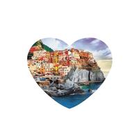 Poezjzw 6 piezas de Cinque Terre Scenery Pattern Lavanda Aroma Car Aroma Forma de corazón Fragancia colgante se aplica al armario zapato