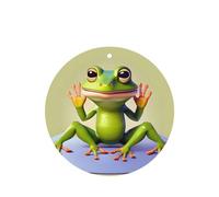 Poezjzw 6 piezas de The Funny Frog Doing Yoga patrón aroma lavanda aroma coche forma redonda colgante fragancia se aplica al armario zapato