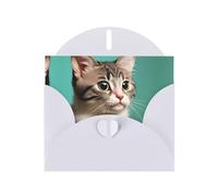 POEZJZW A Curious Cat - Tarjetas de Navidad de papel perlado, con sobres blancos, tarjetas de agradecimiento, boda, día de San Valentín, 10 unidades