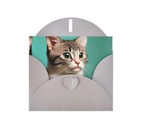 POEZJZW A Curious Cat - Tarjetas de Navidad de papel perlado, con sobres grises, tarjetas de agradecimiento, boda, día de San Valentín, 10 unidades