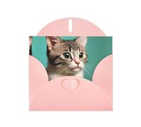 POEZJZW A Curious Cat - Tarjetas de Navidad de papel perlado, con sobres rosas, tarjetas de agradecimiento, boda, día de San Valentín, 10 unidades