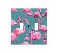 Poezjzw A Flock Of Flamencos - Placa decorativa para interruptor de luz, 2 bandas, placa de pared, cubierta de interruptor de palanca doble, 4.5 x 4.5 pulgadas