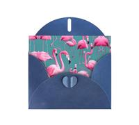 POEZJZW A Flock Of Flamencos - Tarjetas de Navidad de papel perlado, con sobres azules, tarjetas de agradecimiento, boda, día de San Valentín, 10 unidades
