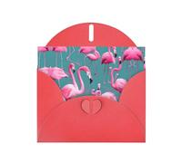 POEZJZW A Flock Of Flamencos - Tarjetas de Navidad de papel perlado, con sobres rojos, tarjetas de agradecimiento, boda, día de San Valentín, 10 unidades