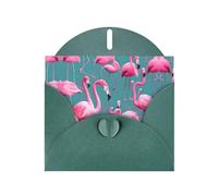 POEZJZW A Flock Of Flamencos Tarjetas de Navidad de papel perlado, con sobres verde oscuro, tarjetas de agradecimiento, boda, día de San Valentín, 10 unidades