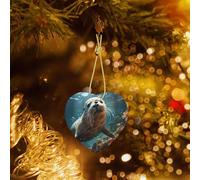 Poezjzw Adorno de cerámica para árbol de Navidad, diseño de cachorro de sello en agua, decoración colgante para el hogar, Navidad, fiesta, regalo