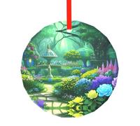 Poezjzw Adorno de Navidad de cristal con patrón mágico de jardín, colgante redondo, regalos para vacaciones de Navidad, adornos para decoración del hogar