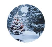 POEZJZW Alfombrilla de ratón pequeña con base de goma antideslizante redonda con diseño de árbol de Navidad, adecuada para juegos, computadora, laptop, 20 x 20 cm