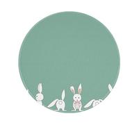 POEZJZW Alfombrilla de ratón pequeña con base de goma antideslizante redonda con diseño de conejo de Pascua, adecuada para juegos, computadora, laptop, 20 x 20 cm