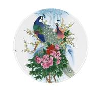 POEZJZW Alfombrilla de ratón pequeña con base de goma antideslizante redonda con patrón de pavo real, adecuada para juegos, computadora, laptop, 20 x 20 cm