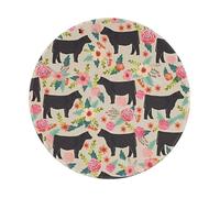 POEZJZW Alfombrilla de ratón pequeña con diseño de vaca y flores, base de goma antideslizante, adecuada para juegos, computadora, laptop, 20 x 20 cm