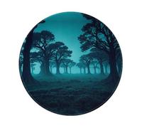 POEZJZW Alfombrilla de ratón redonda con diseño de bosque misterioso, bonita alfombrilla de mouse, base de goma antideslizante con borde cosido, tamaño pequeño de 7.9 x 7.9 pulgadas