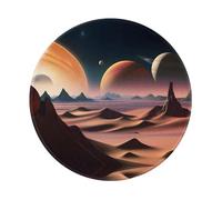 POEZJZW Alfombrilla de ratón redonda con diseño de planeta desconocido, bonita alfombrilla de mouse, base de goma antideslizante con borde cosido, tamaño pequeño de 7.9 x 7.9 pulgadas