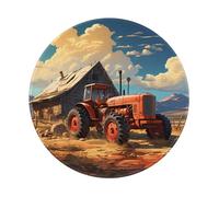 POEZJZW Alfombrilla de ratón redonda con diseño de tractor rojo de granja, bonita alfombrilla de ratón, base de goma antideslizante con borde cosido, tamaño pequeño de 7.9 x 7.9 pulgadas
