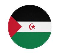 POEZJZW Alfombrilla redonda para mouse con diseño de bandera del Sáhara Occidental, bonita alfombrilla de ratón, base de goma antideslizante con borde cosido, tamaño pequeño de 7.9 x 7.9 pulgadas