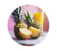 POEZJZW Alfombrilla redonda para mouse con patrón de jugo de piña, bonita alfombrilla de mouse, base de goma antideslizante con borde cosido, tamaño pequeño de 7.9 x 7.9 pulgadas