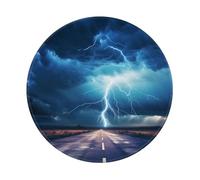 POEZJZW Alfombrilla redonda para mouse con patrón de trueno y rayo, base de goma antideslizante, 7.9 x 7.9 pulgadas, para el hogar y la oficina