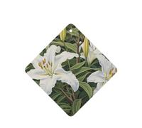 Poezjzw Ambientadores cuadrados con aroma a lavanda para coche, patrón de apertura de lirio blanco, 4 tabletas de aromaterapia para armario y zapatos