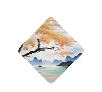 Poezjzw Ambientadores de aire de coche con patrón de paisaje de tinta, 4 unidades, tabletas cuadradas de aromaterapia, ambientadores perfumados para dormitorio y baño