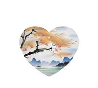 Poezjzw Ambientadores de aire de coche con patrón de paisaje de tinta, 6 unidades, pastillas de aromaterapia colgantes en forma de corazón, ambientadores perfumados para dormitorio y baño