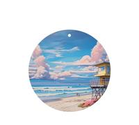 Poezjzw Ambientadores de coche con aroma a lavanda de forma redonda, patrón de arquitectura de playa, 4 tabletas de aromaterapia para armario y zapatos